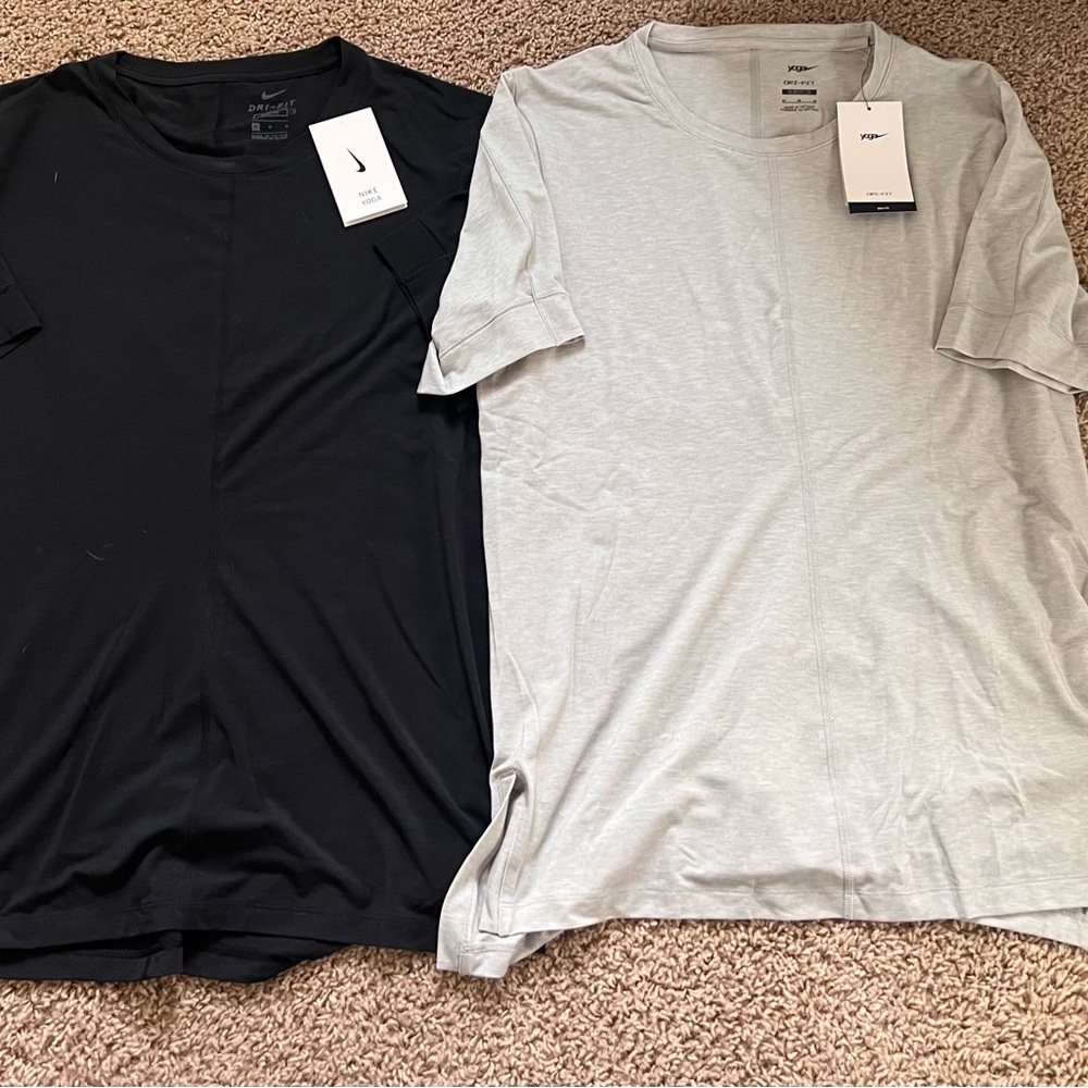 Nike Yoga Black and Gray Short Sleeve Tees - NEW
